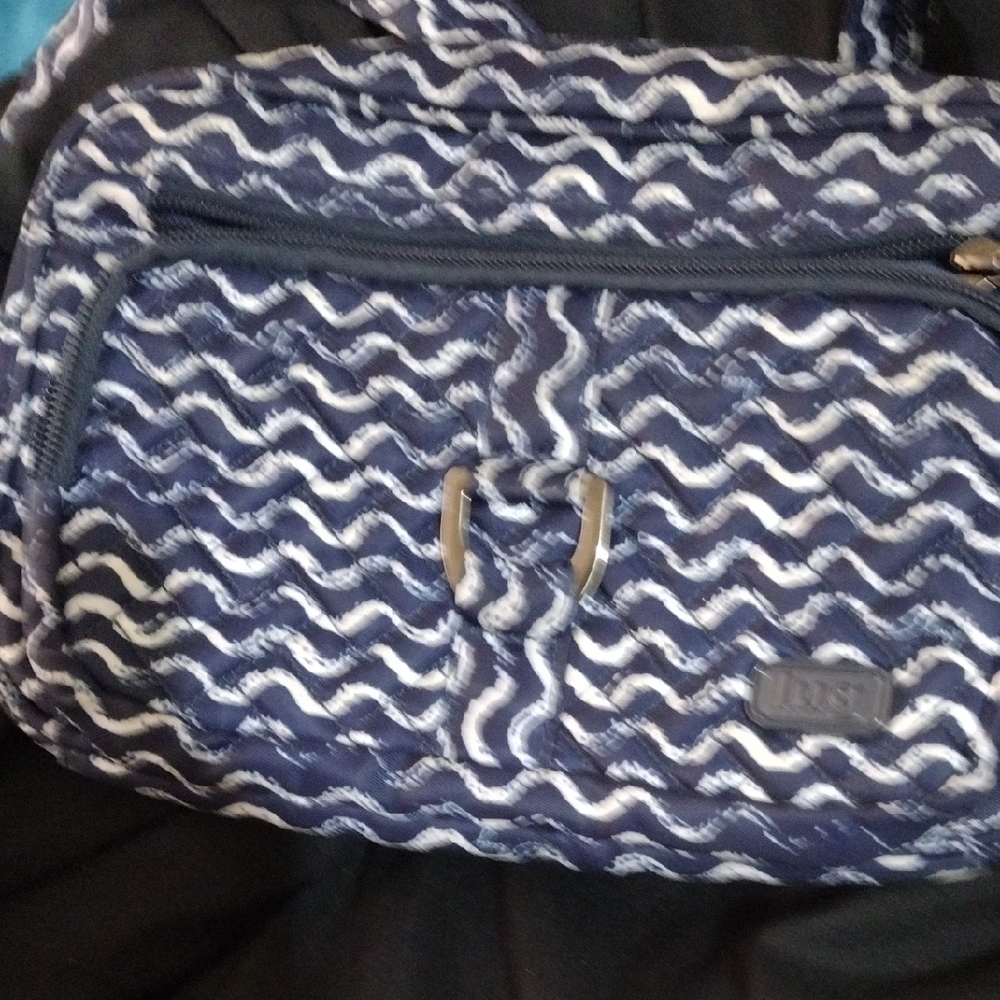 Lug Blue and White Travel Bag with Geometric Design